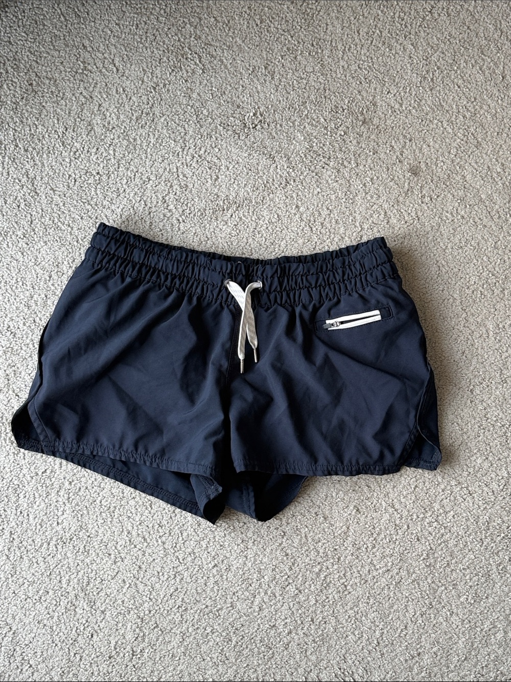 Vuori Navy Athletic Shorts with White Drawstring